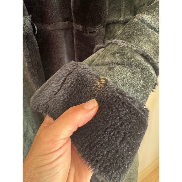 Express Vintage Maximalist Suede Maxi Statement Coat - Black, Small - Picture 9 of 11